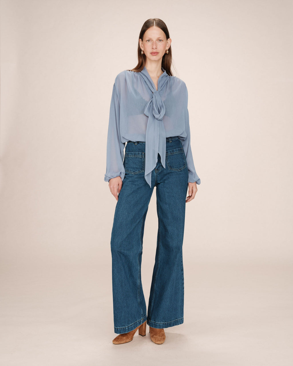 Blusa Cuello Lavallière Bleuet Splendide