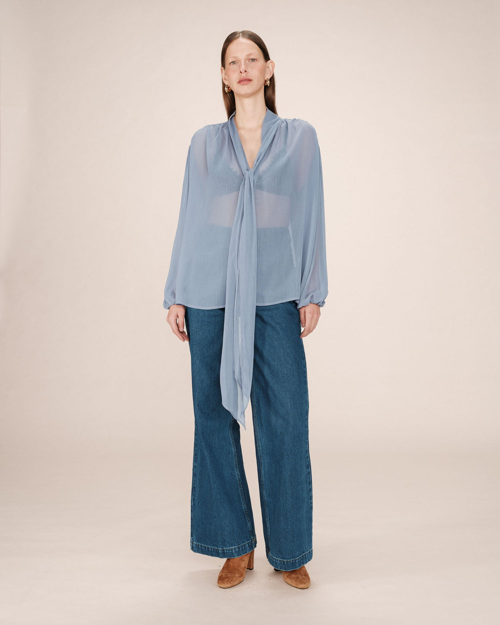 Blusa Cuello Lavallière Bleuet Splendide
