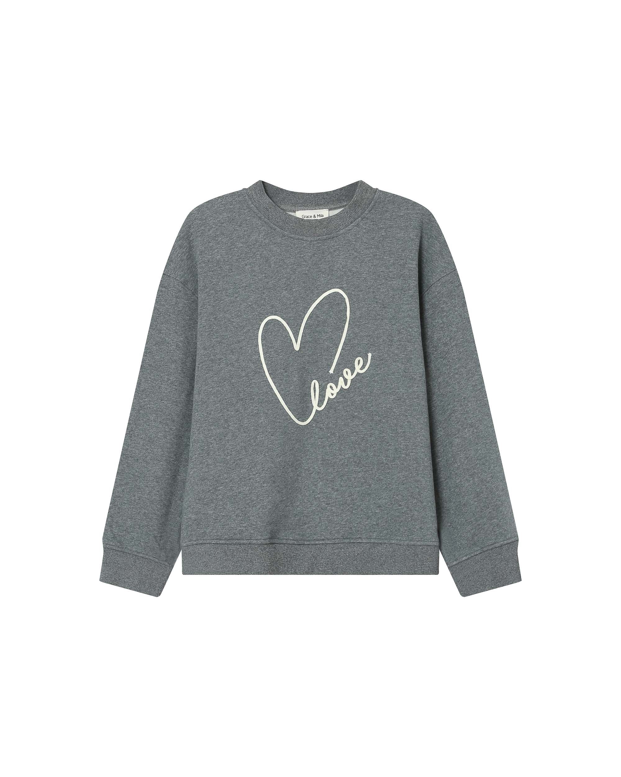 Sudadera Con Mensaje Bordado Gris Sharly