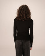 Asymmetric Draped Top Black Sioux