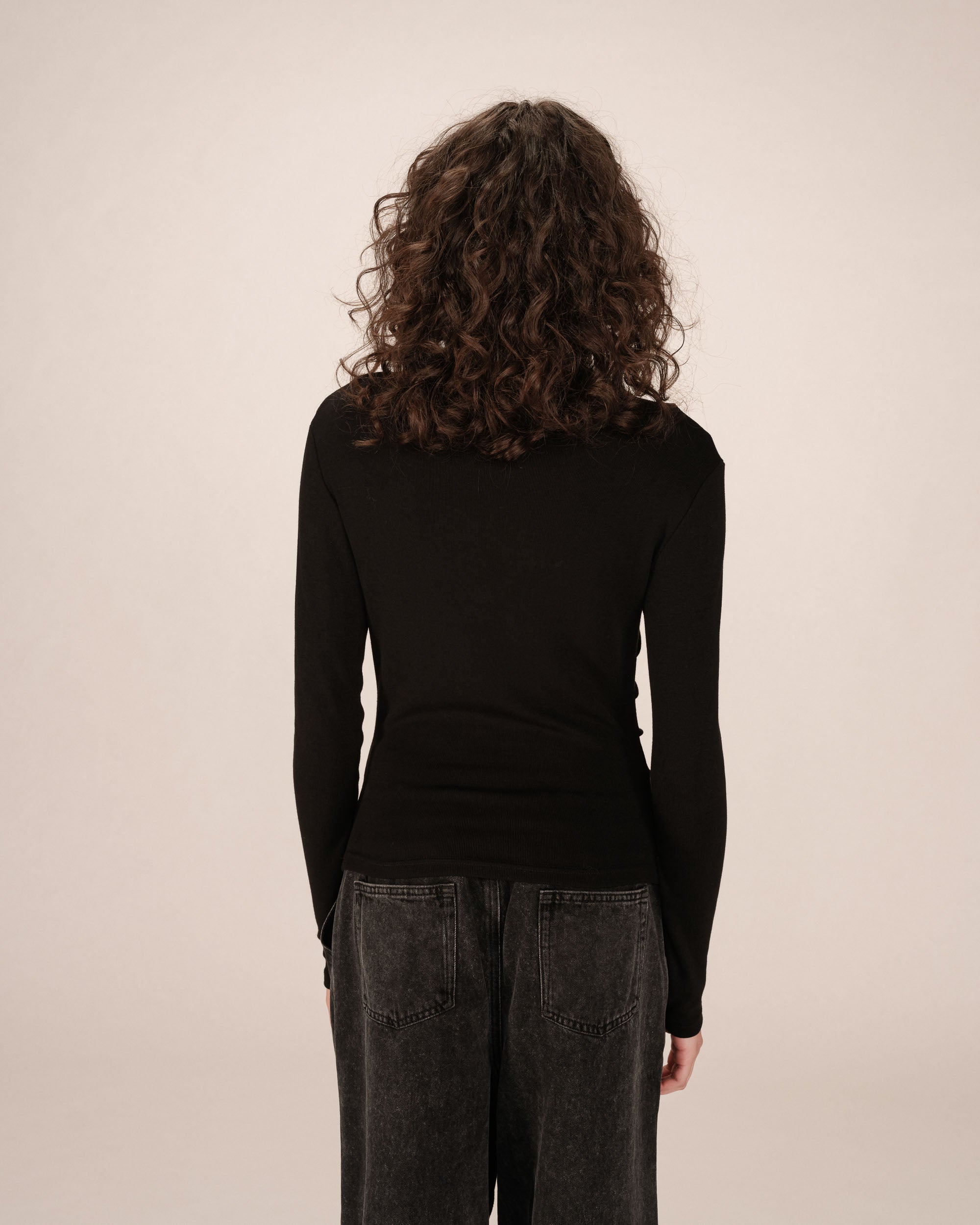 Asymmetric Draped Top Black Sioux