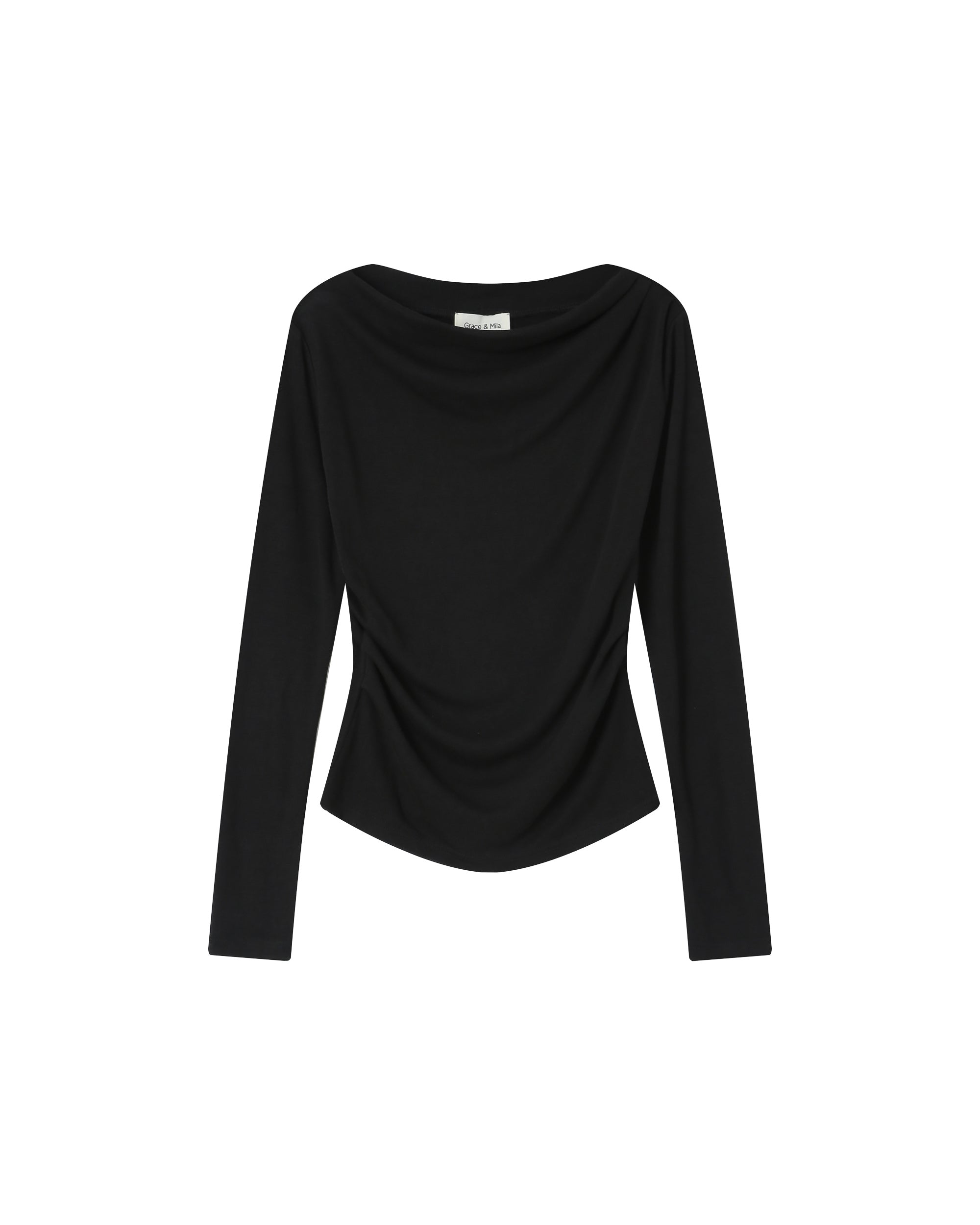 Asymmetric Draped Top Black Sioux