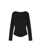 Asymmetric Draped Top Black Sioux