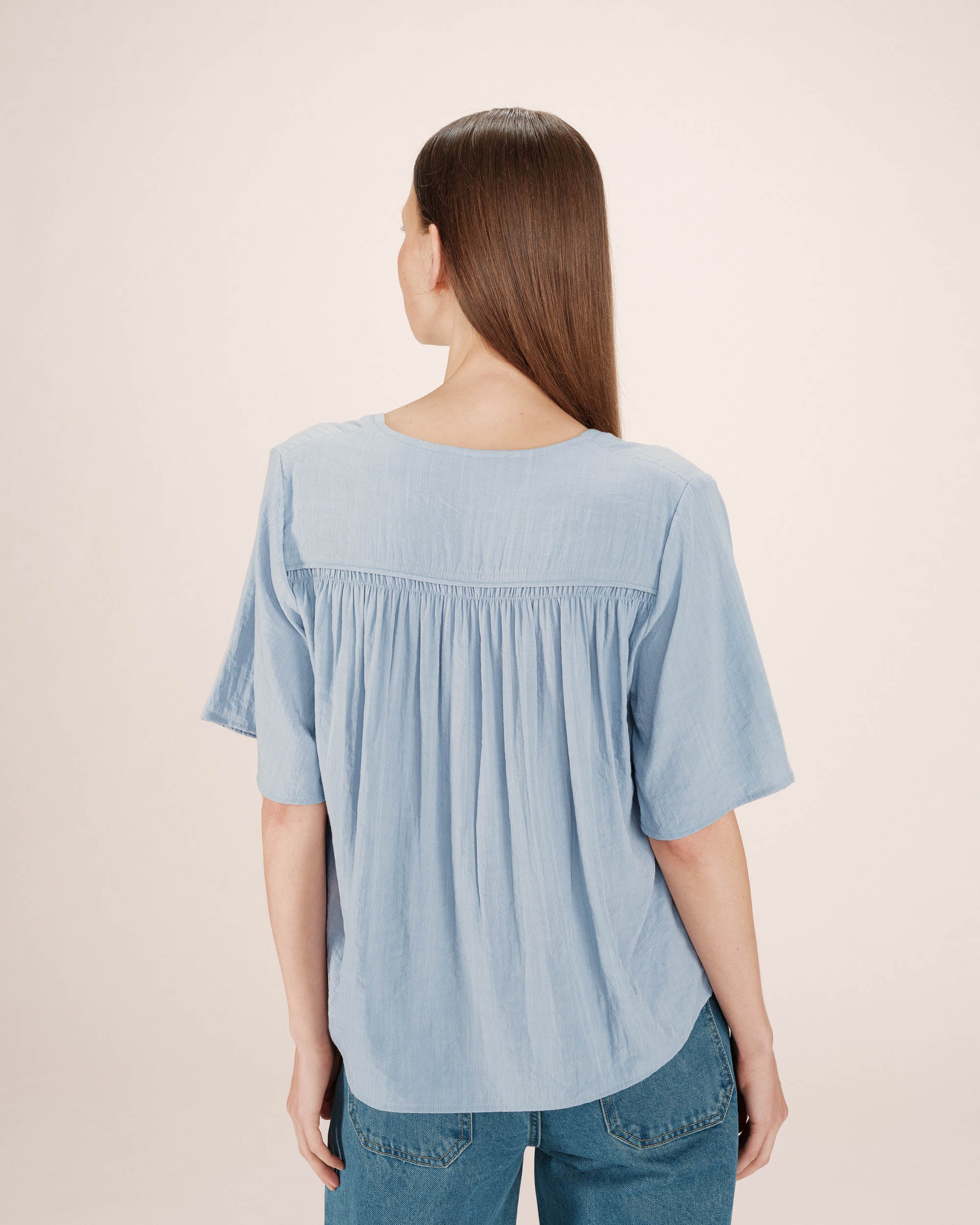 Straight Gathered Top Cornflower Seagal