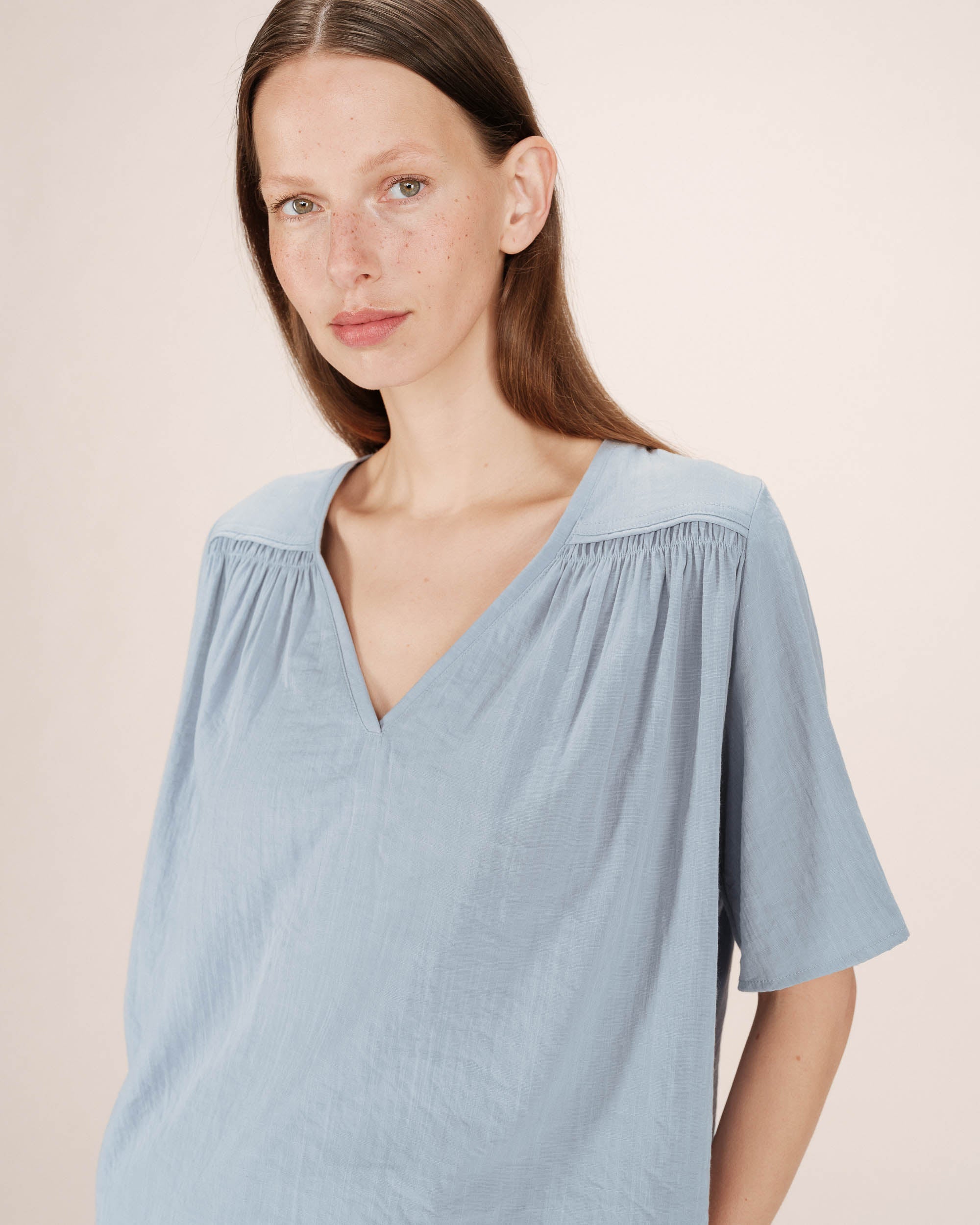 Straight Gathered Top Cornflower Seagal