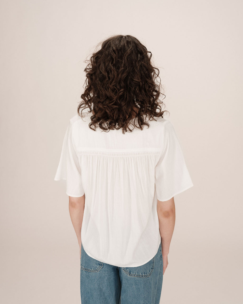 Ivory Straight Top with Gathers Seagal