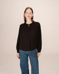 Straight Gathered Blouse Black Savannah