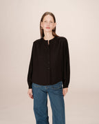 Straight Gathered Blouse Black Savannah