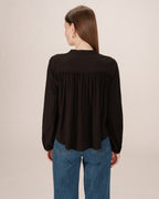 Straight Gathered Blouse Black Savannah