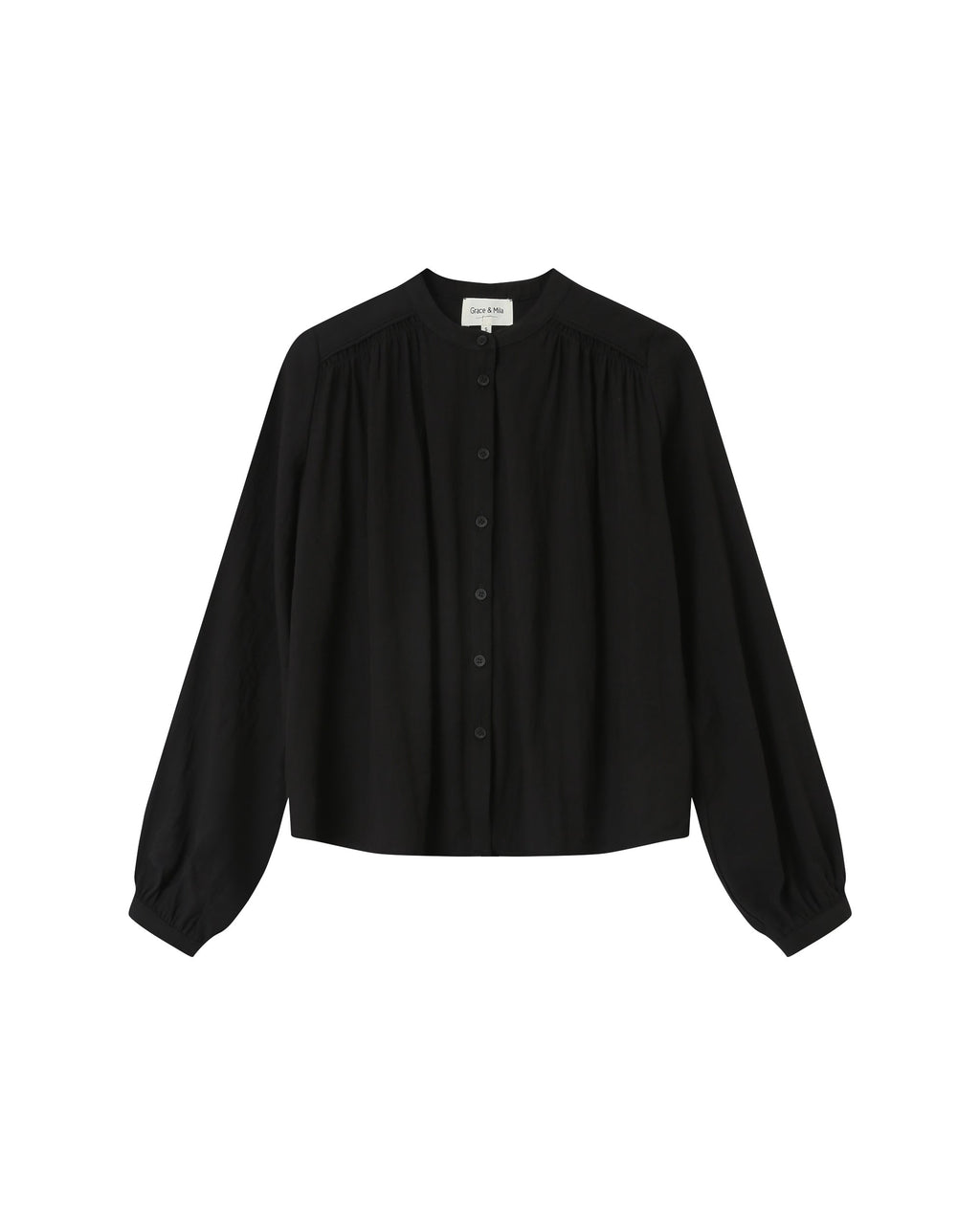 Straight Gathered Blouse Black Savannah