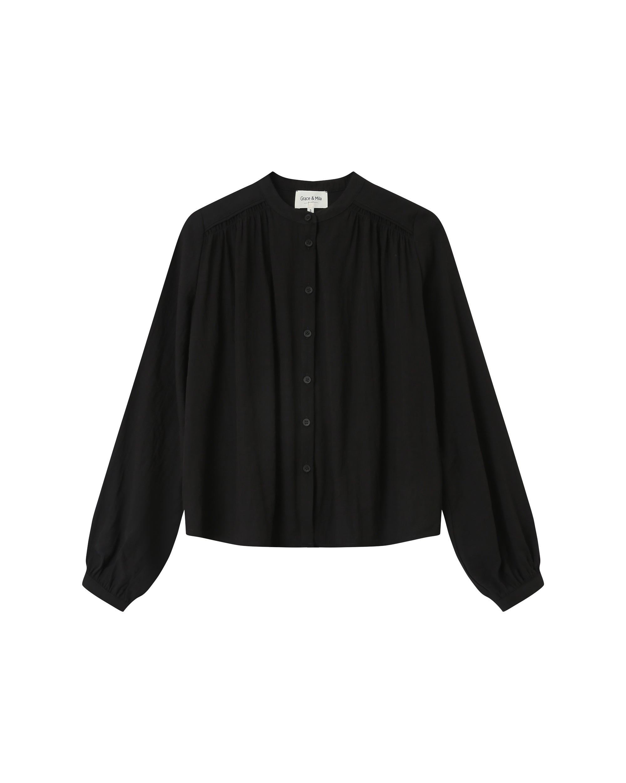Straight Gathered Blouse Black Savannah