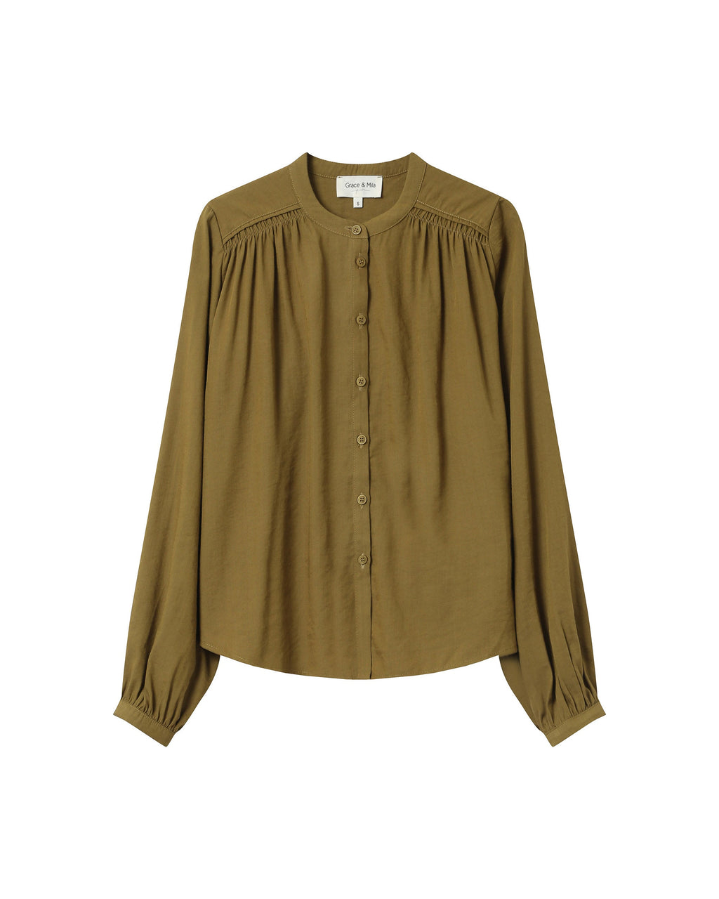 Straight Blouse With Gathers Olive Savannah