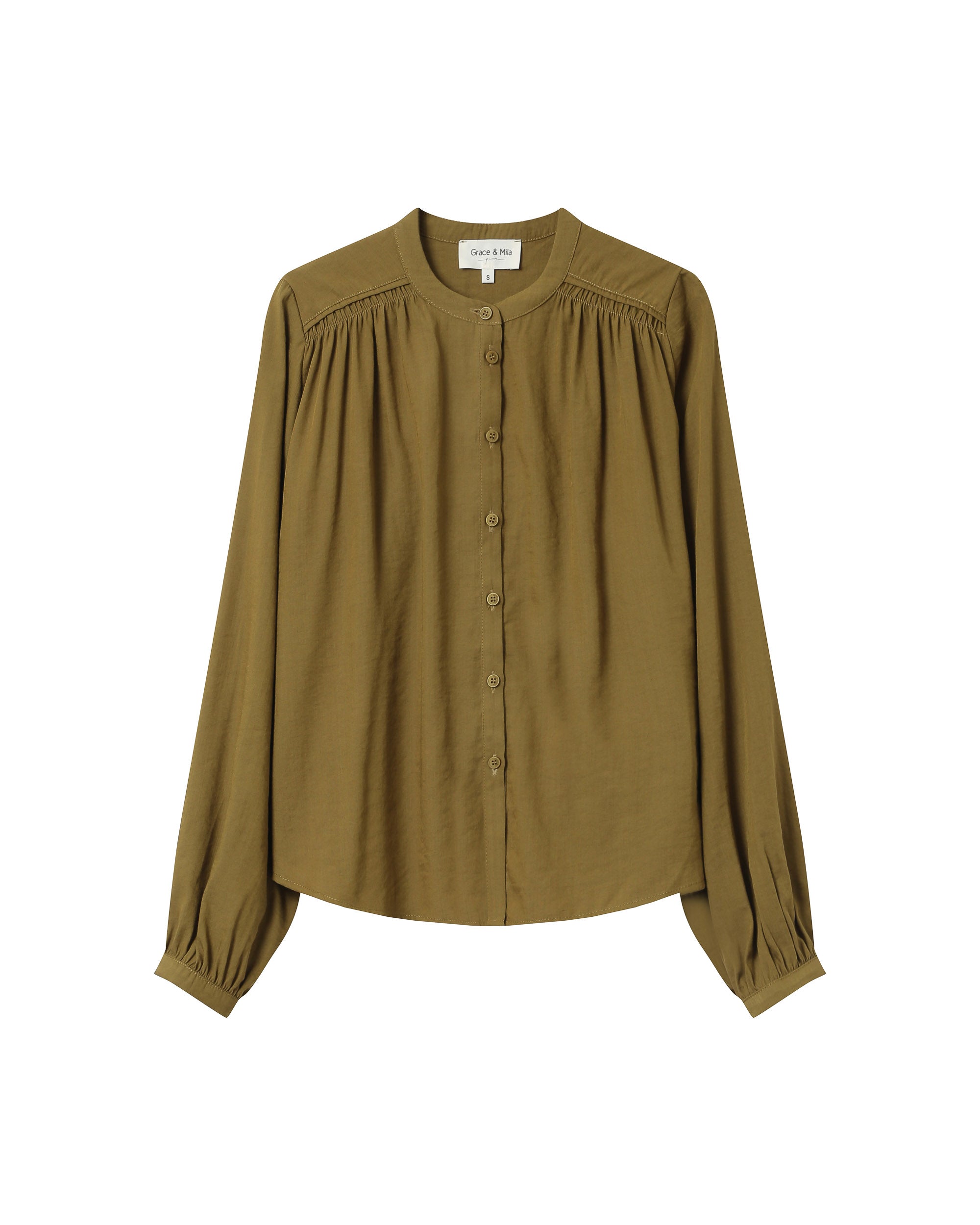 Straight Blouse With Gathers Olive Savannah