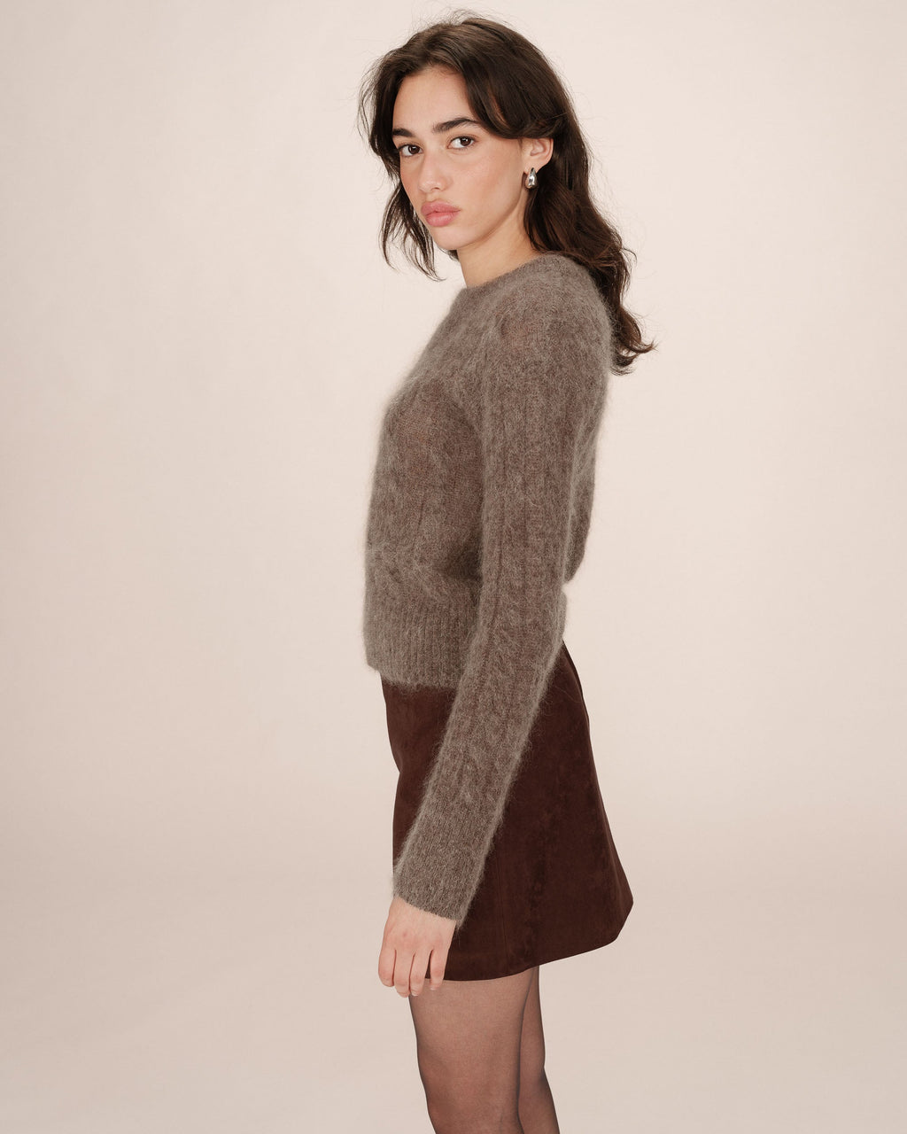 Taupe Sabin Cable-Knit Jumper