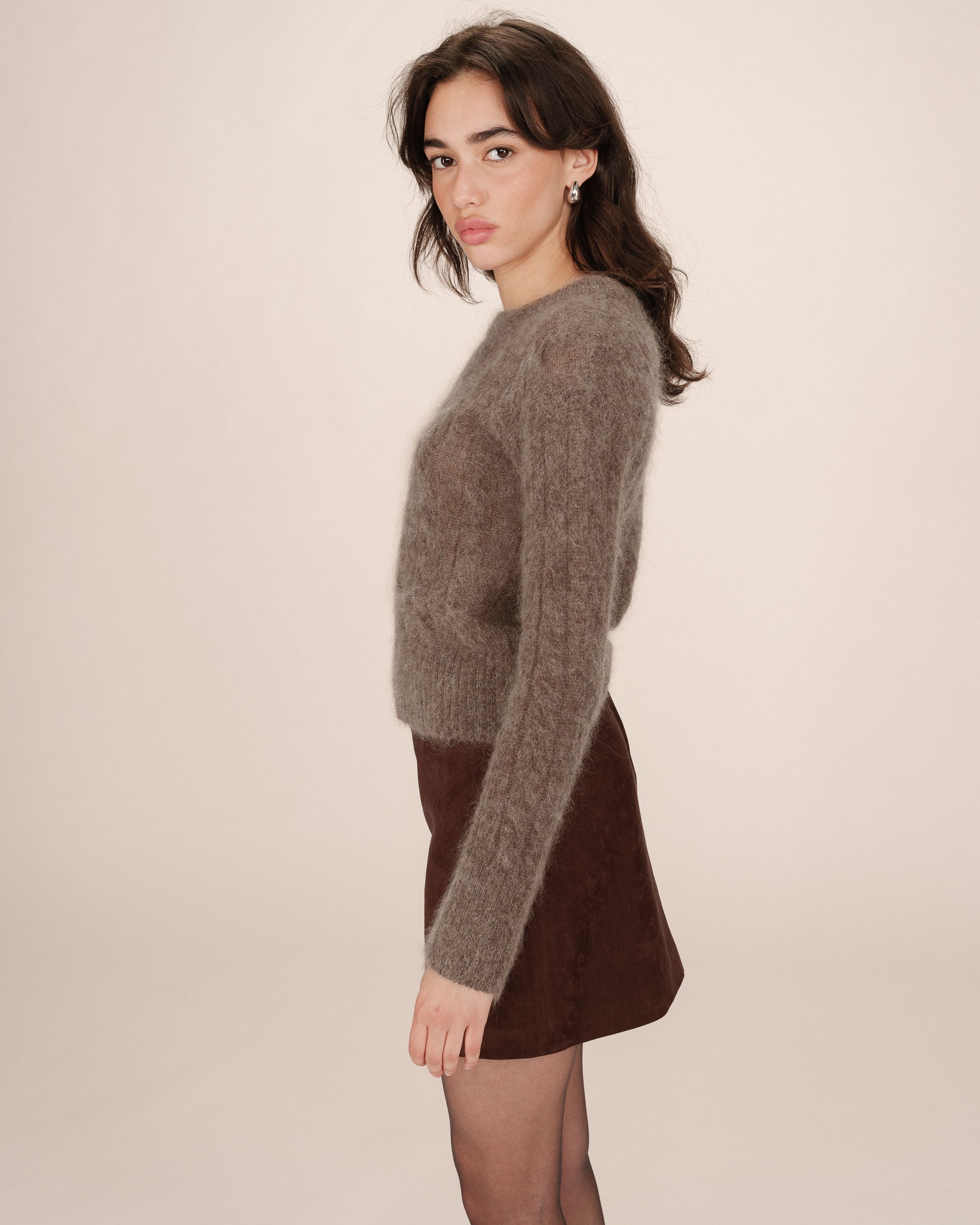 Taupe Sabin Cable-Knit Jumper