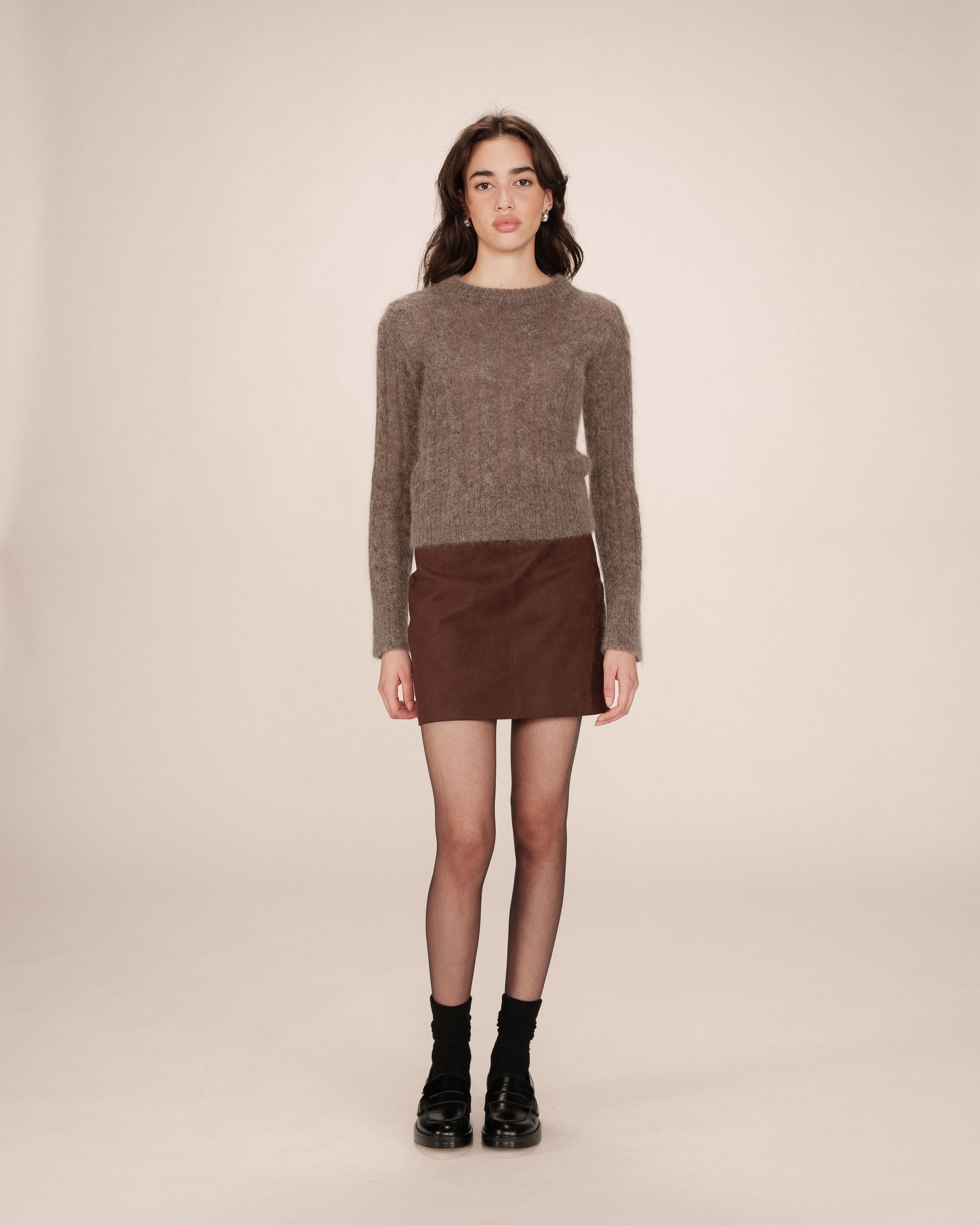 Taupe Sabin Cable-Knit Jumper