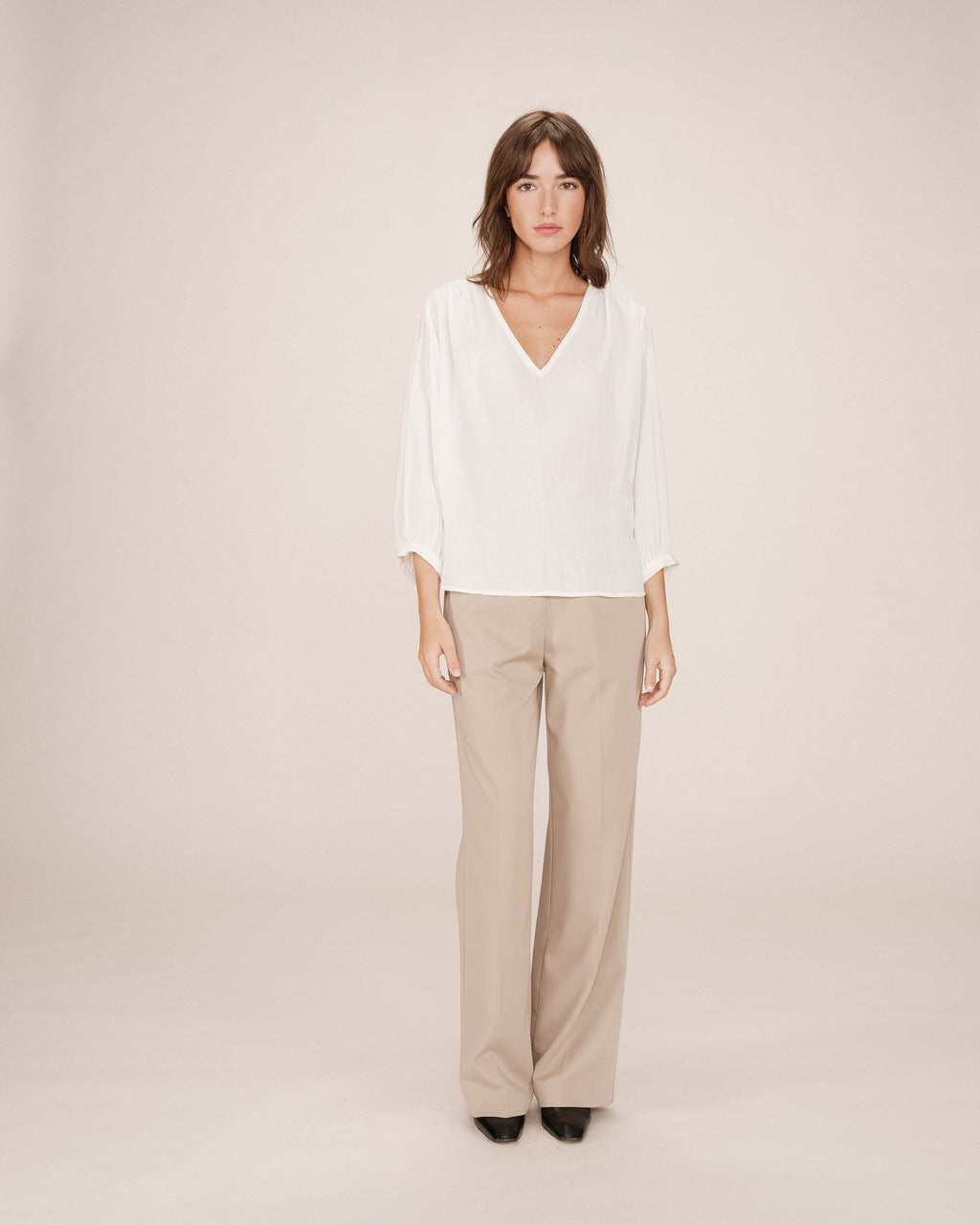 Blusa Recta Fluida Marfil Solo