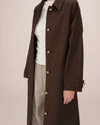 Long Trench Coat Gold Buttons Chocolate Scott
