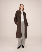 Long Trench Coat Gold Buttons Chocolate Scott