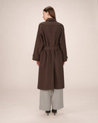 Long Trench Coat Gold Buttons Chocolate Scott