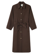Long Trench Coat Gold Buttons Chocolate Scott