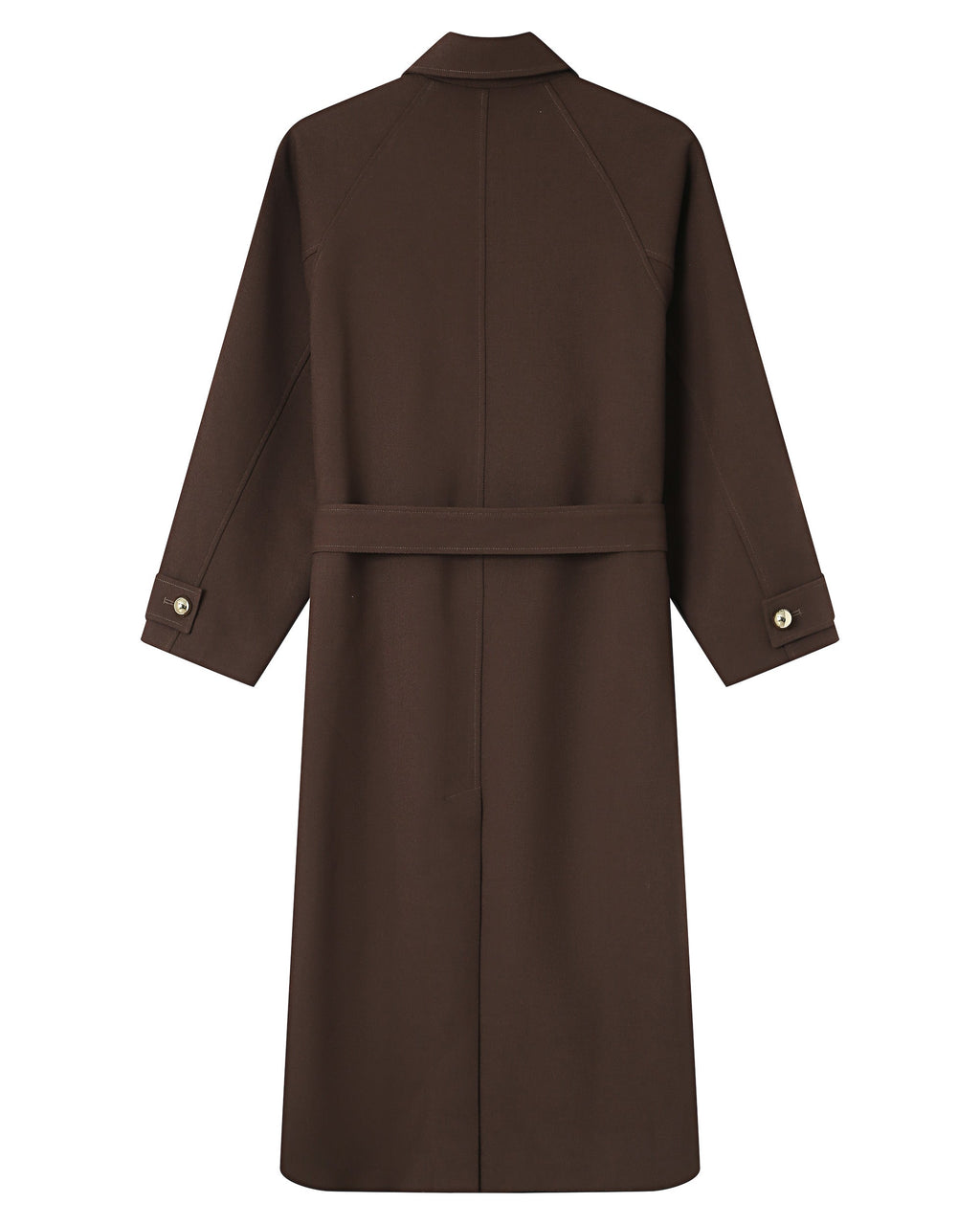 Long Trench Coat Gold Buttons Chocolate Scott