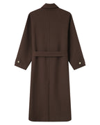 Long Trench Coat Gold Buttons Chocolate Scott