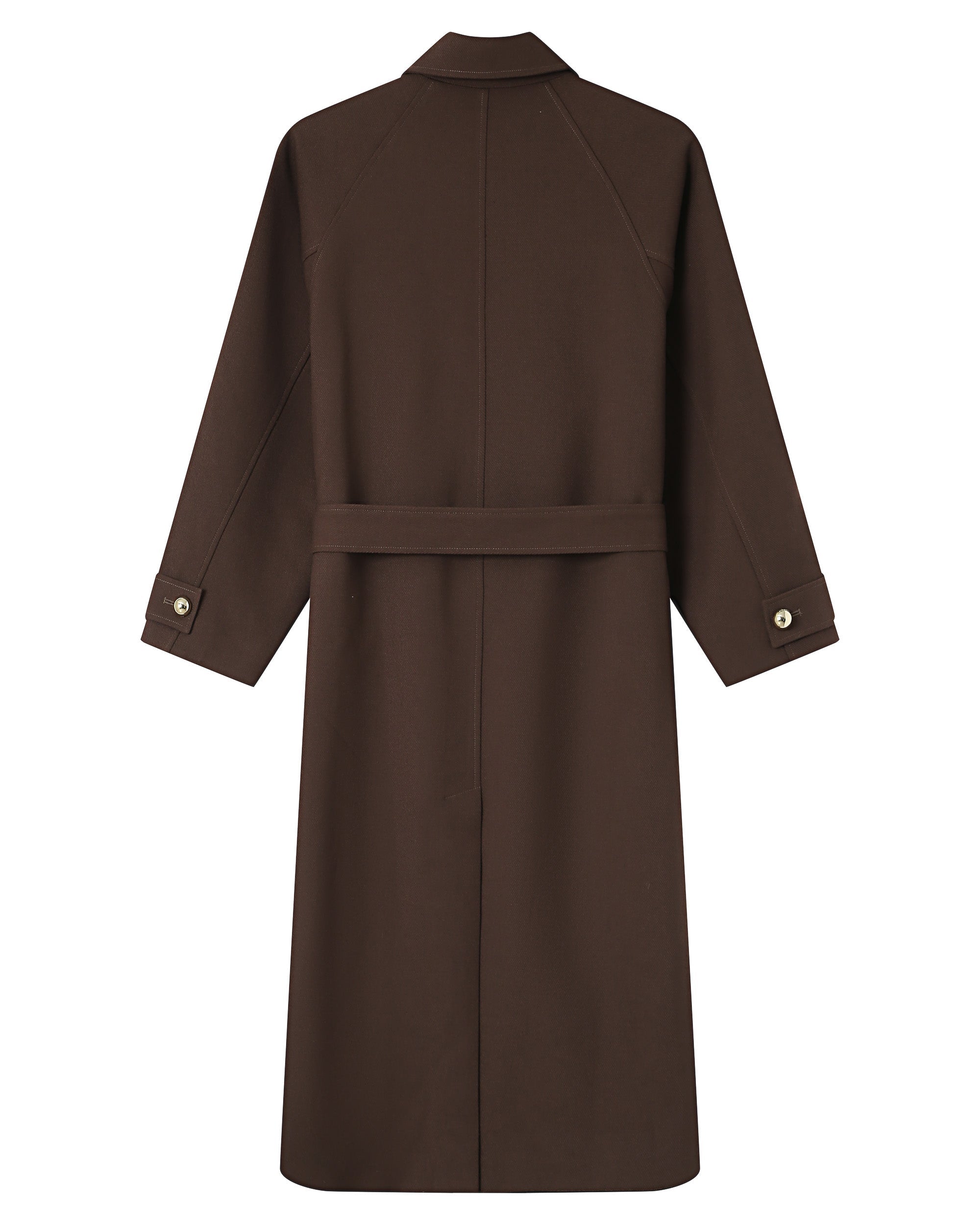 Long Trench Coat Gold Buttons Chocolate Scott