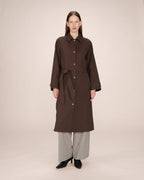 Long Trench Coat Gold Buttons Chocolate Scott