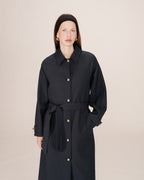 Long Trench Coat with Gold Buttons Navy Scott