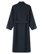 Long Trench Coat with Gold Buttons Navy Scott