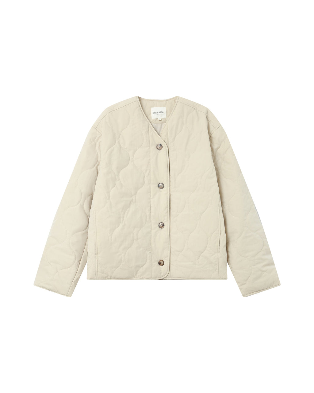 Beige Quilted Puffer Jacket Shania