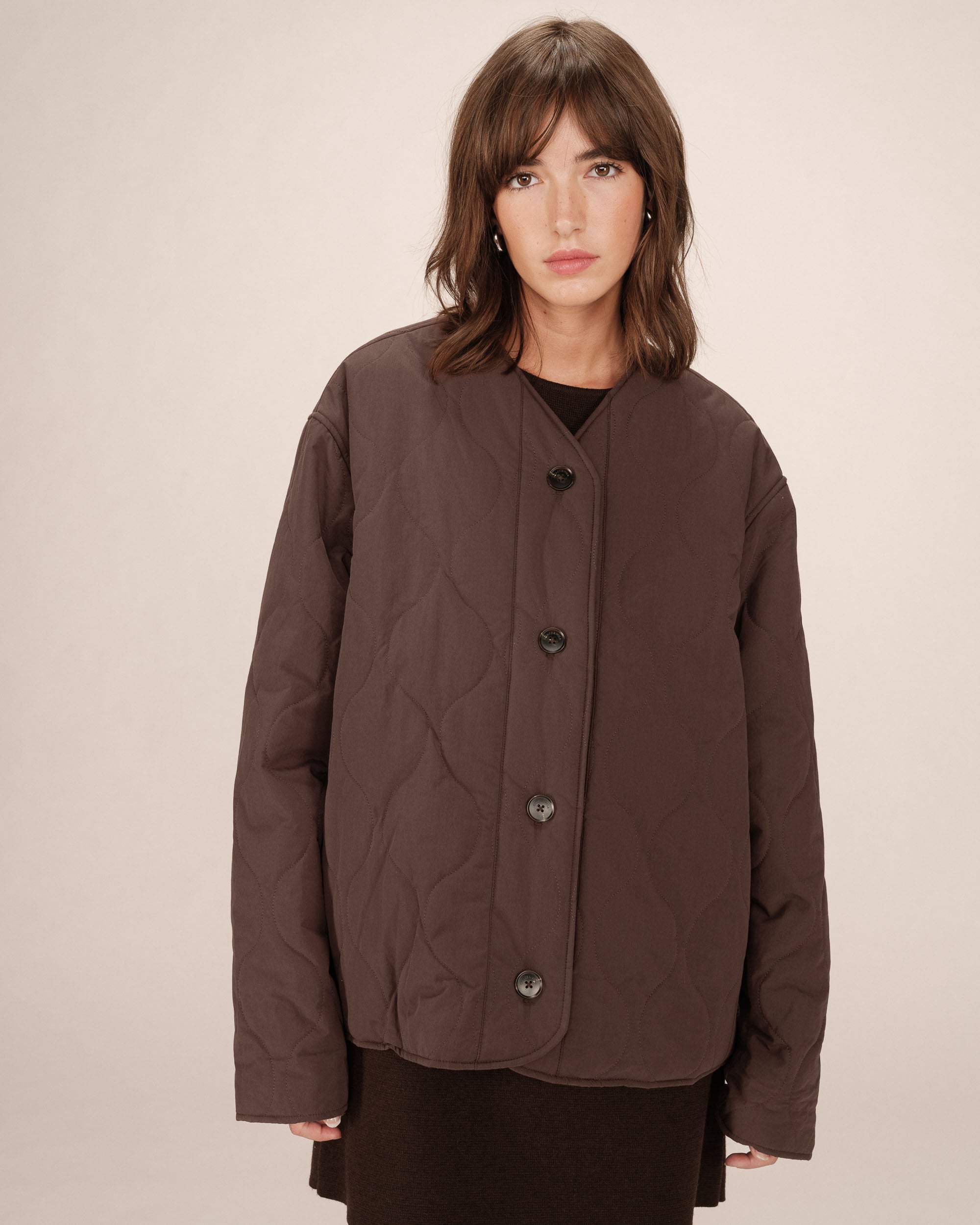 Chocolate Quilted Puffer Jacket Shania