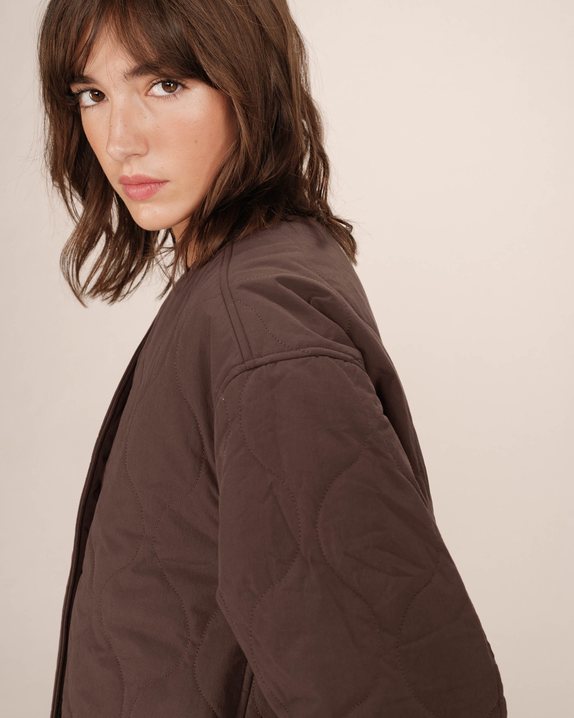 Chocolate Quilted Puffer Jacket Shania