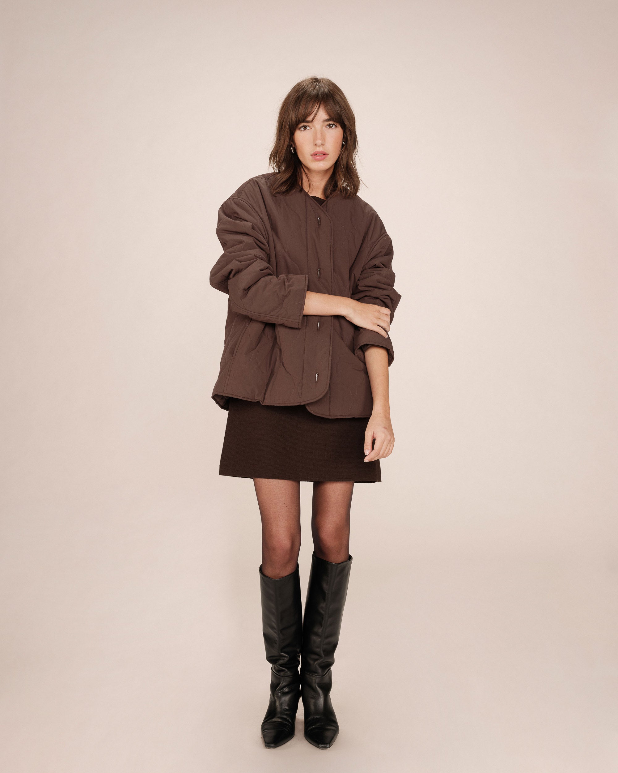 Chocolate Quilted Puffer Jacket Shania