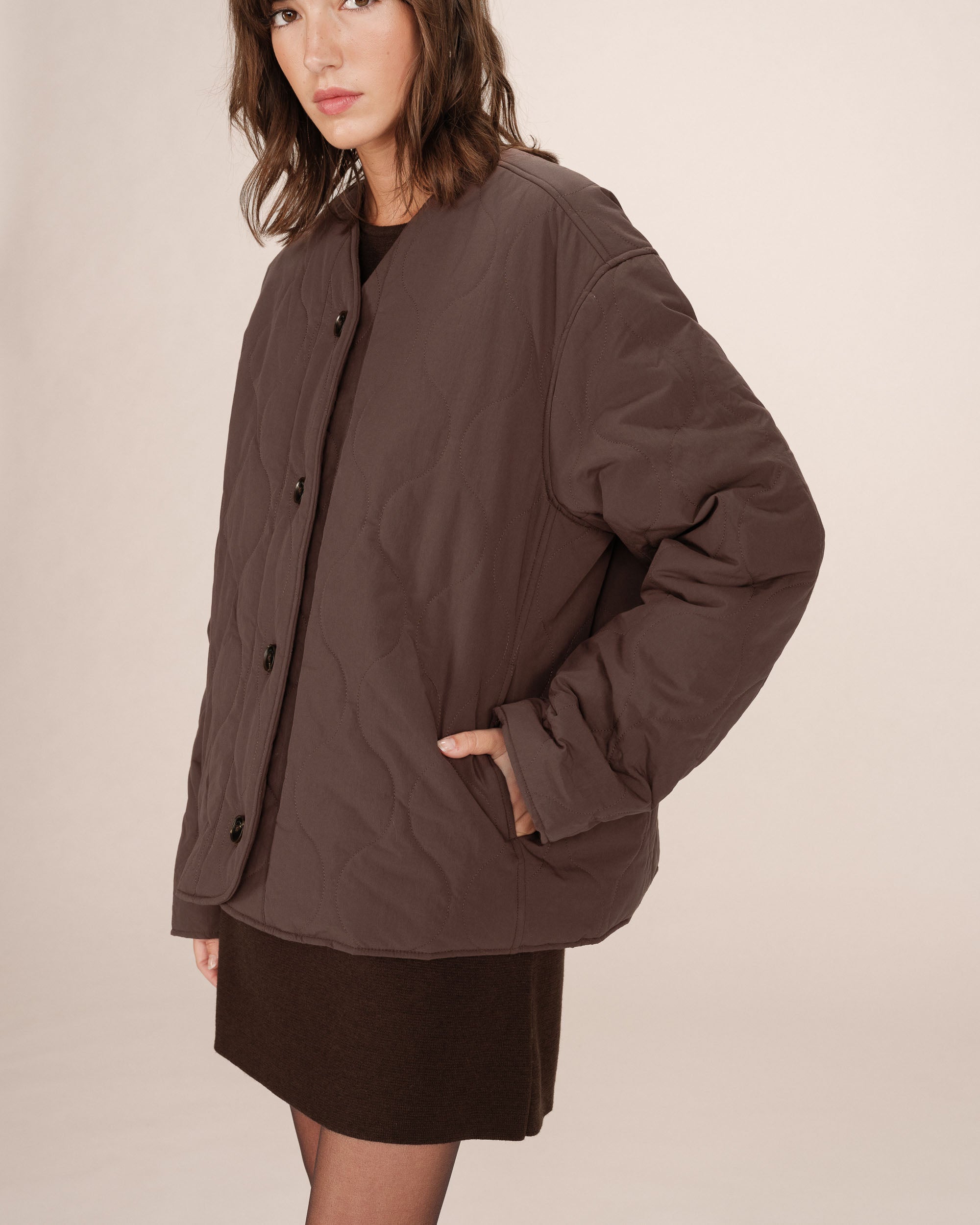Chocolate Quilted Puffer Jacket Shania