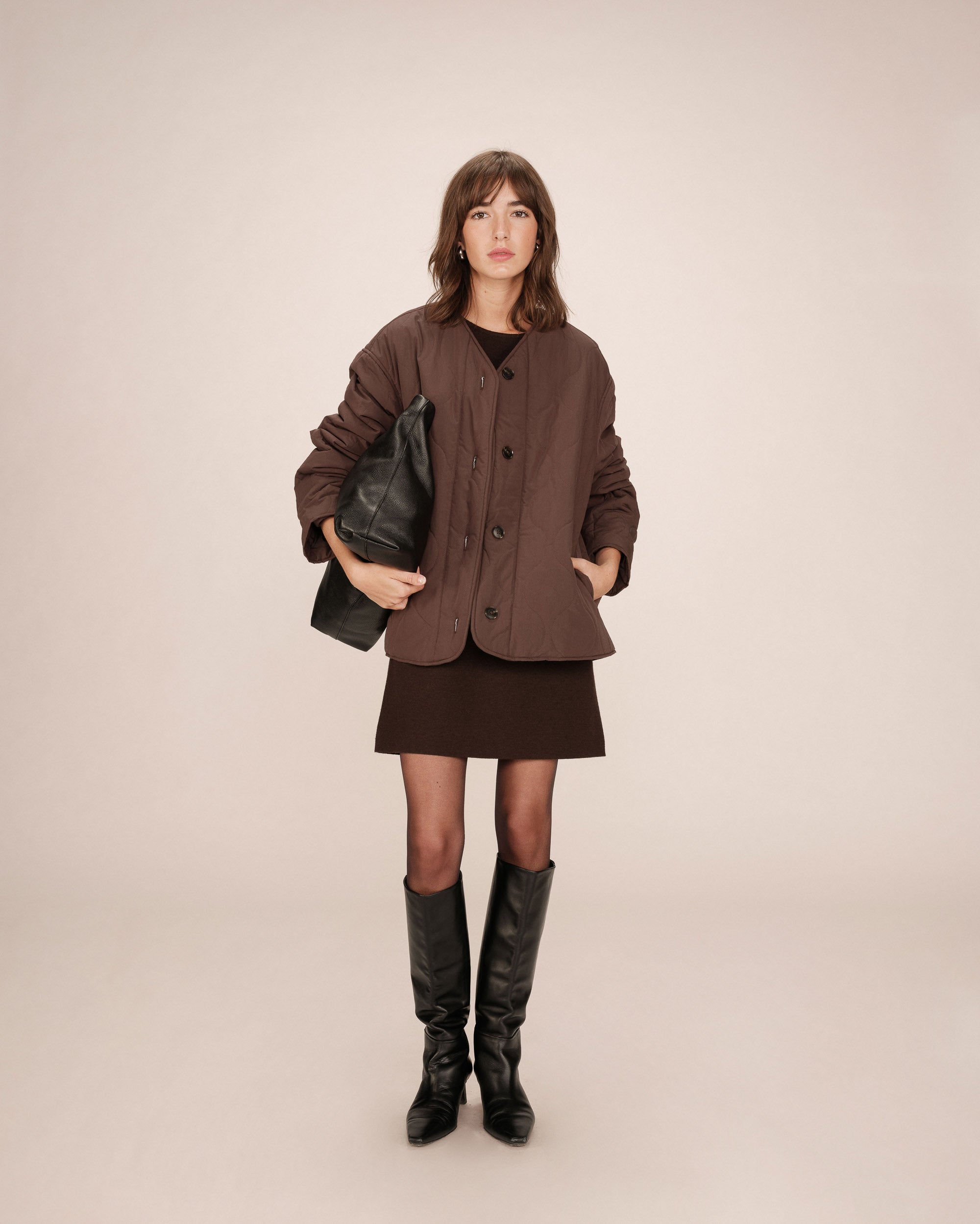 Chocolate Quilted Puffer Jacket Shania