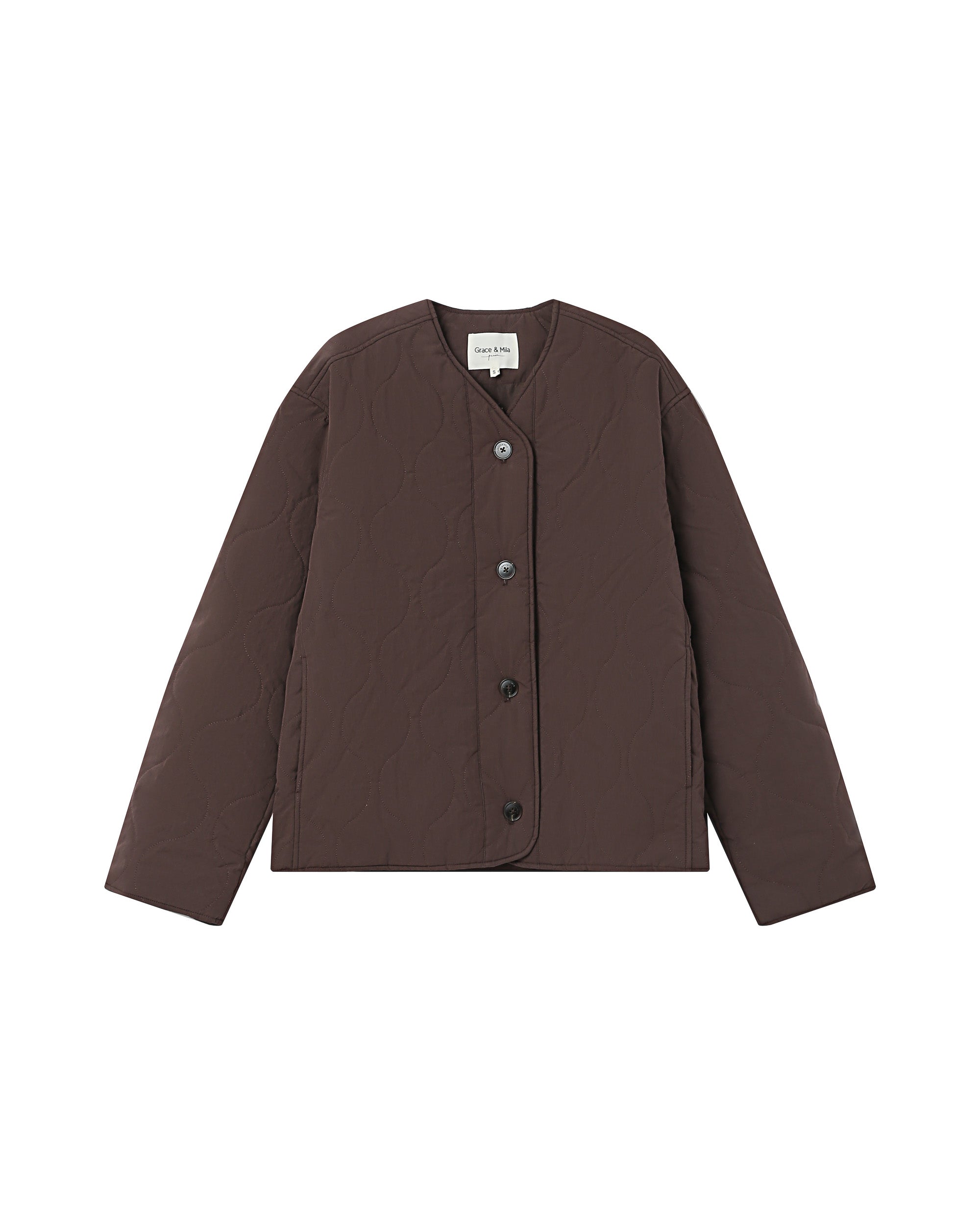Chocolate Quilted Puffer Jacket Shania