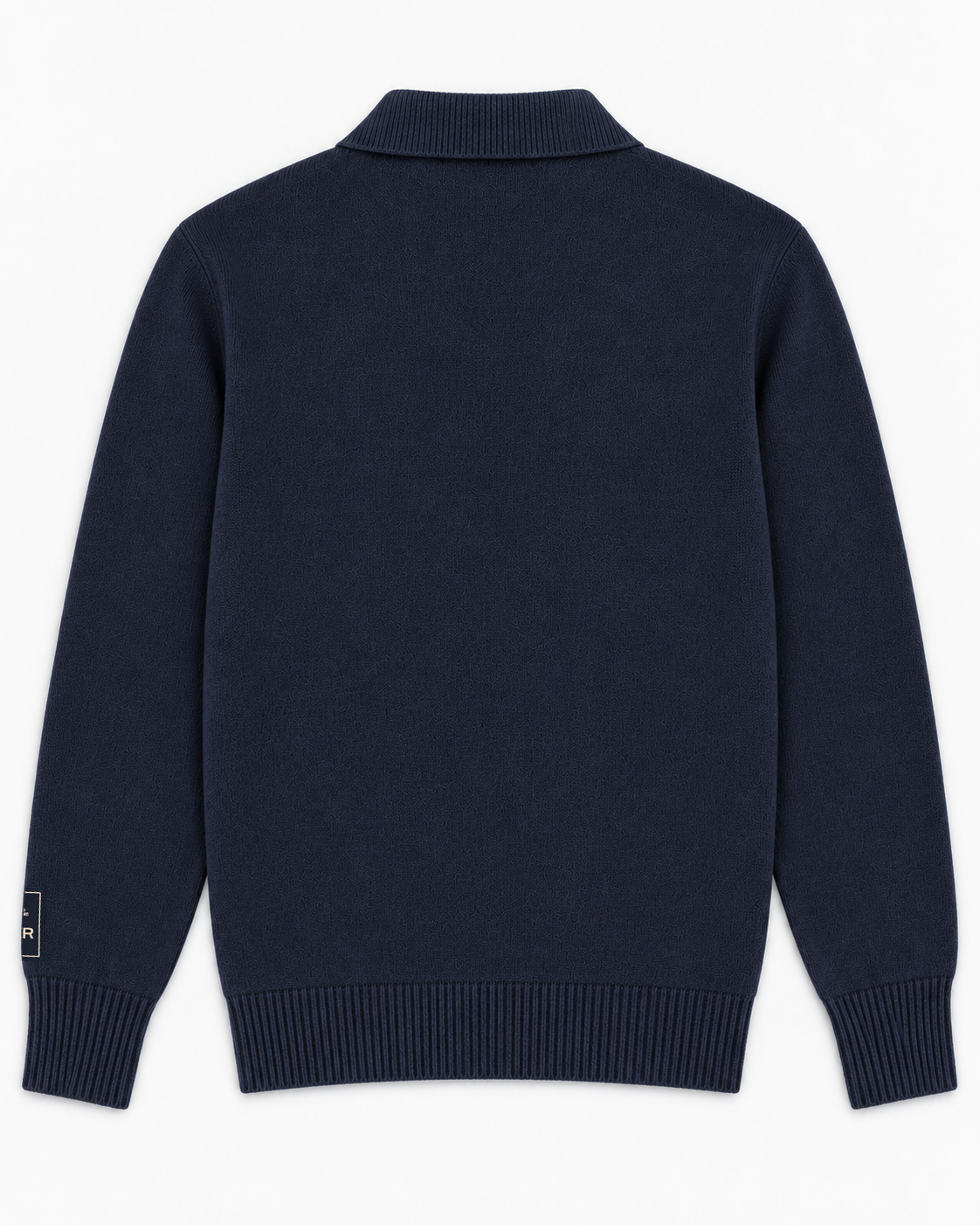 Polo En Maille De Laine Melangée - Bleu Marine
