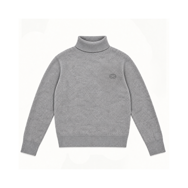Pull À Col Roulé En Laine Brodée - Gris