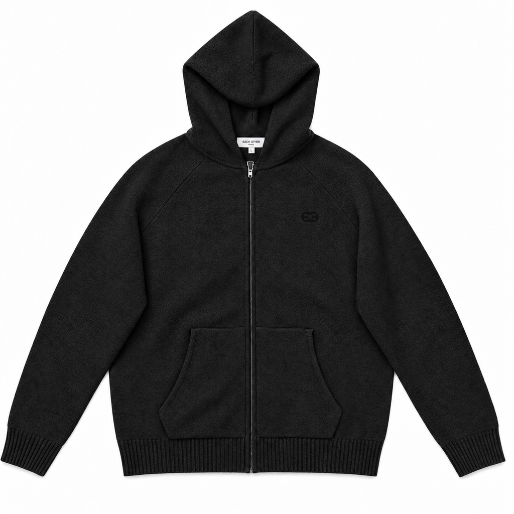 Gilet Con Cappuccio E Zip In Lana - Nero