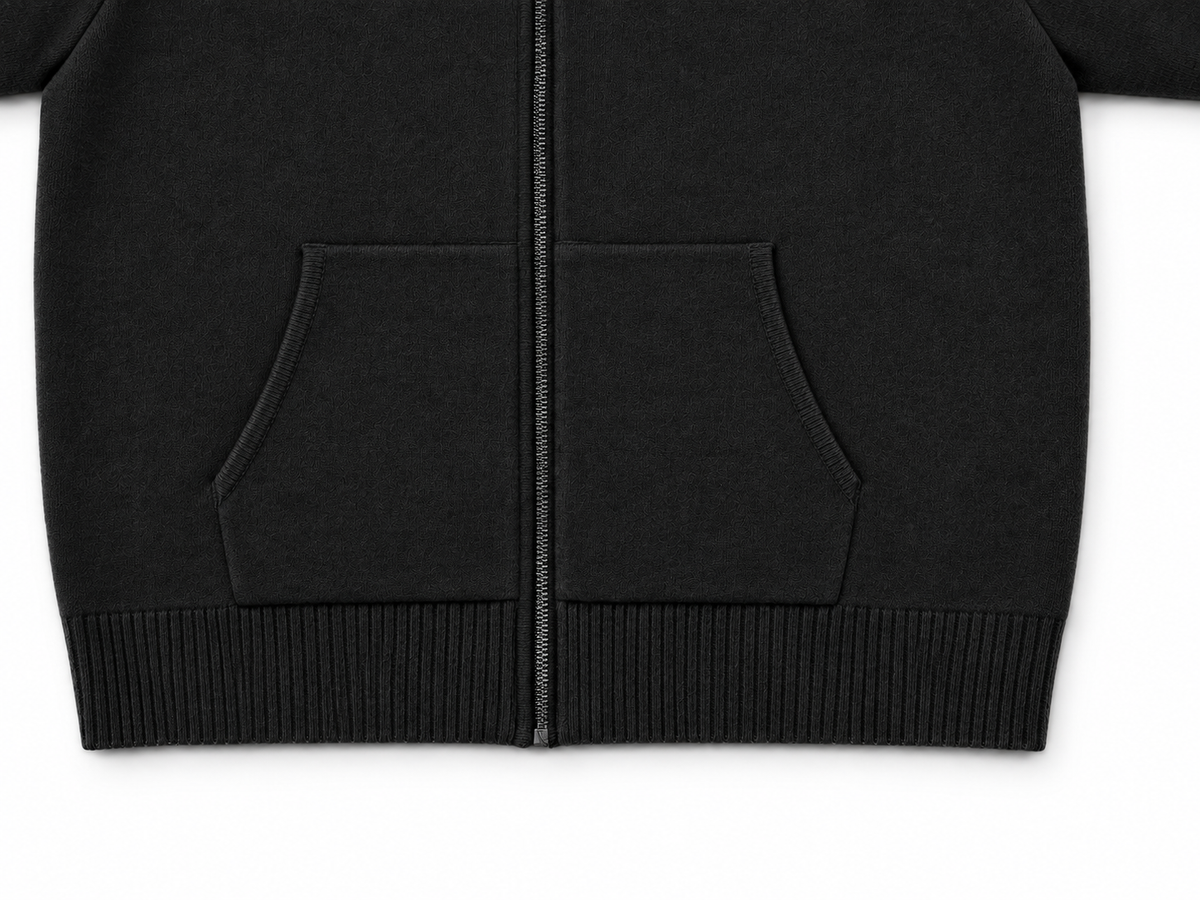 Gilet Con Cappuccio E Zip In Lana - Nero