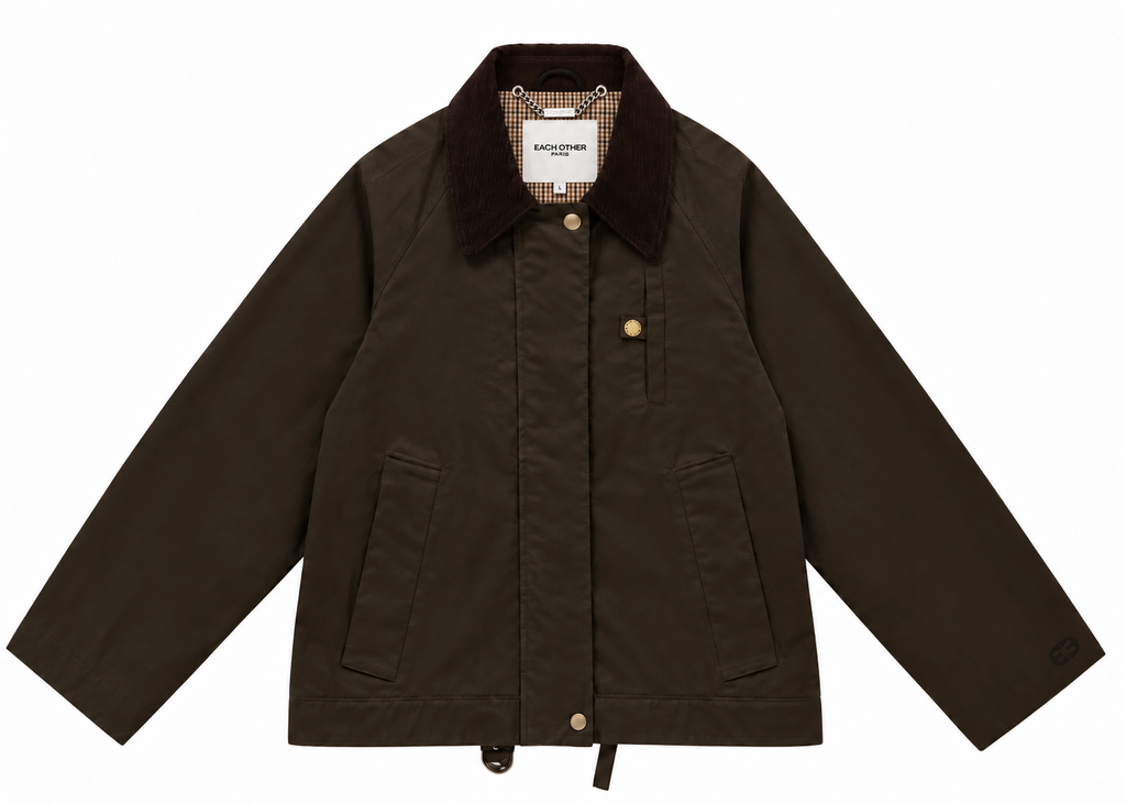 Veste Zippée À Col Contrastant - Marron