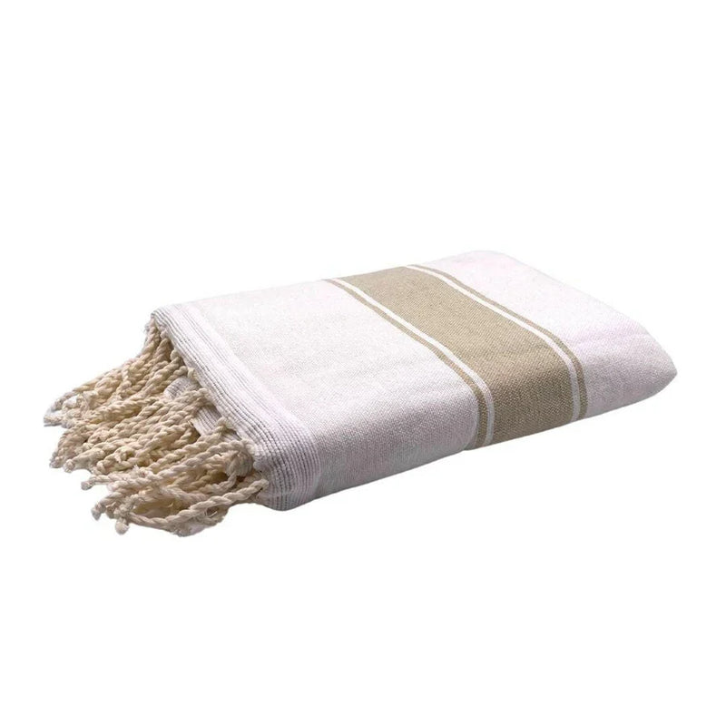 Fouta Doublée Éponge - Blanc/Sahara