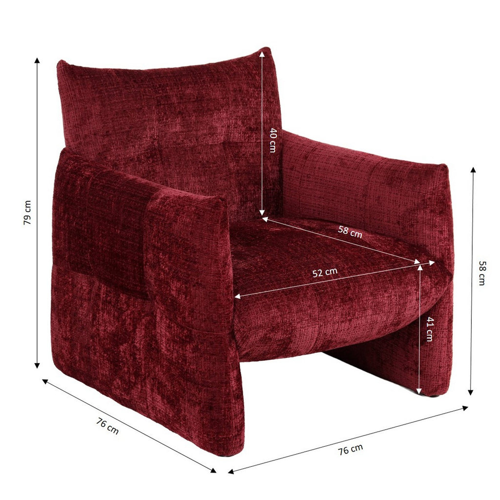 Galatea - Fauteuil Fixe 1 Place - Tissu - Rouge