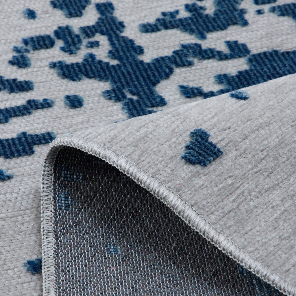 Alfombra rectangular gris con estampado abstracto azul - GARDEN Garden
