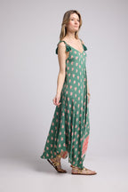 Vestido Largo de Tirantes - Verde Rojo