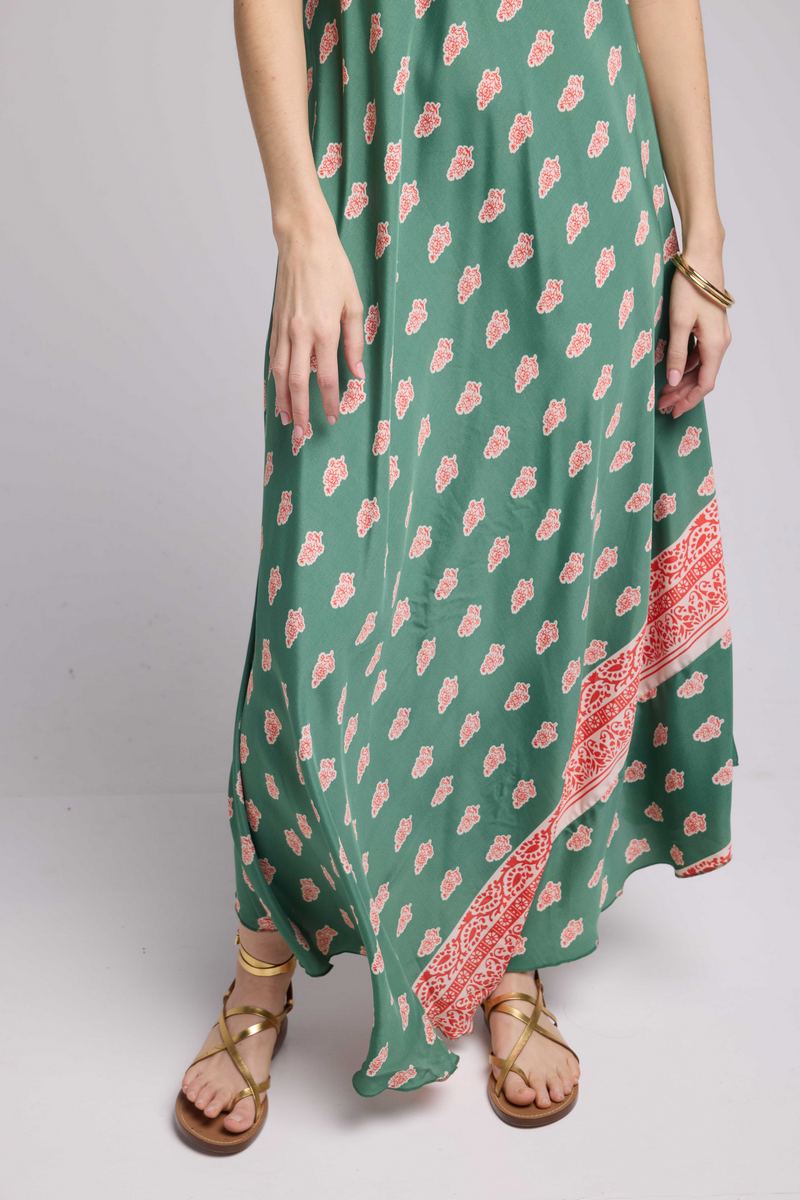 Robe Long Bretelles - Vert Rouge