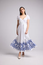 Vestido Largo - Gena - Blanco Azul