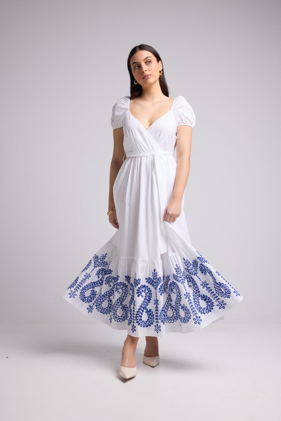 Vestido Largo - Gena - Blanco Azul